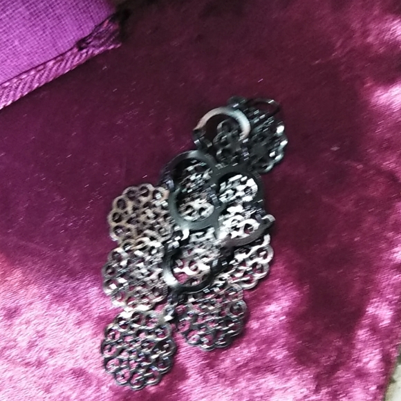 🌞NEW BOHO HANDMADE METALLIC PEWTER GRAY EARRINGS - Picture 5 of 8